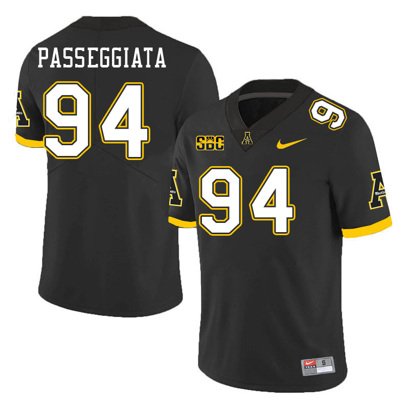 Men #94 Stephen Passeggiata Appalachian State Mountaineers College Football Jerseys Stitched Sale-Bl